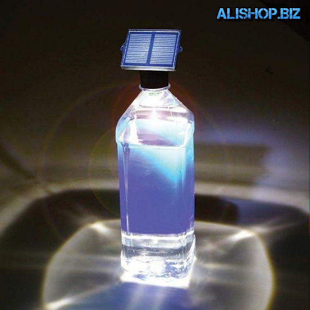 Светодиодная насадка с солнечной батареей на бутылку 