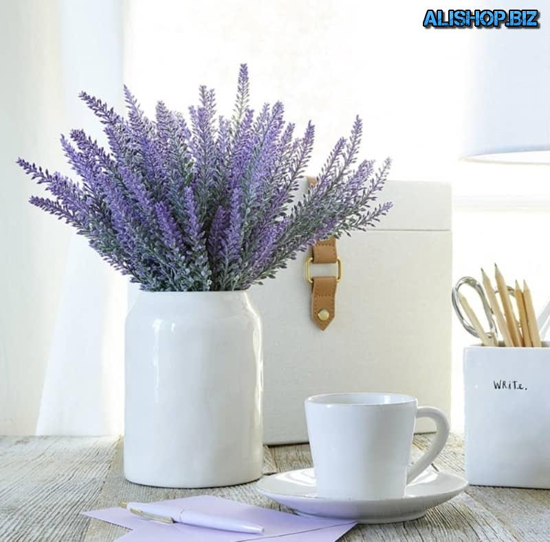 A bouquet of artificial lavender