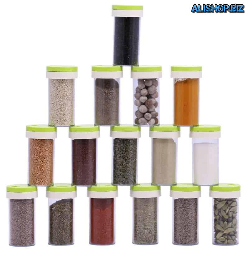 Storage rack jars with spices