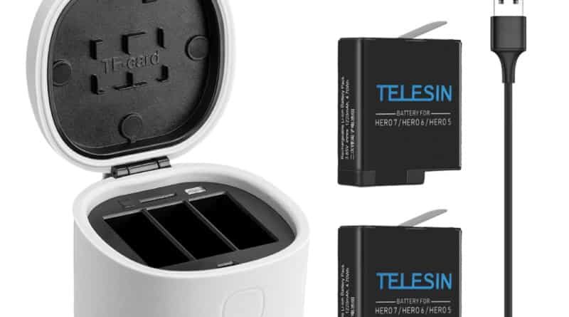 Тройной зарядник для аккумуляторов под GoPro от Telesin