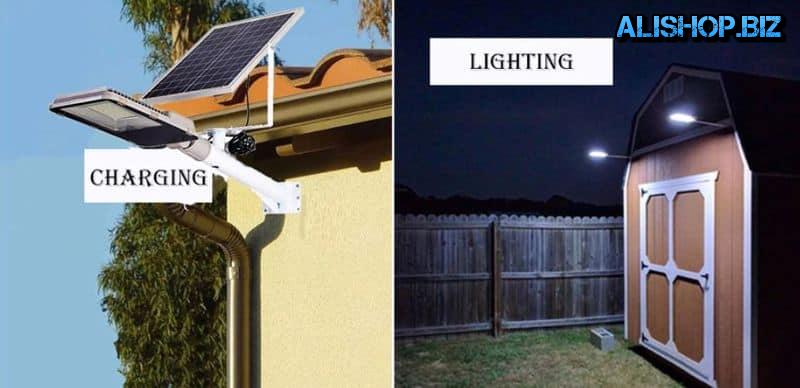 Street lamp powered by solar panels