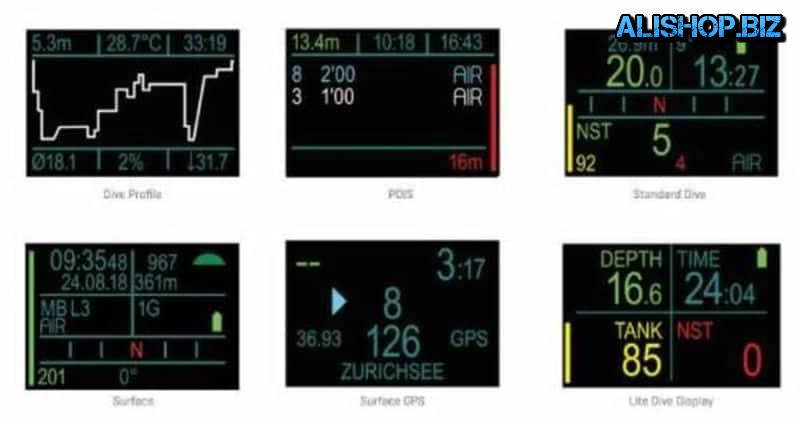 Профессиональный компьютер для погружений с HUD-дисплеем ScubaPro Galileo